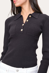 Classic Knitted Polo | Elie Tahari BLACK