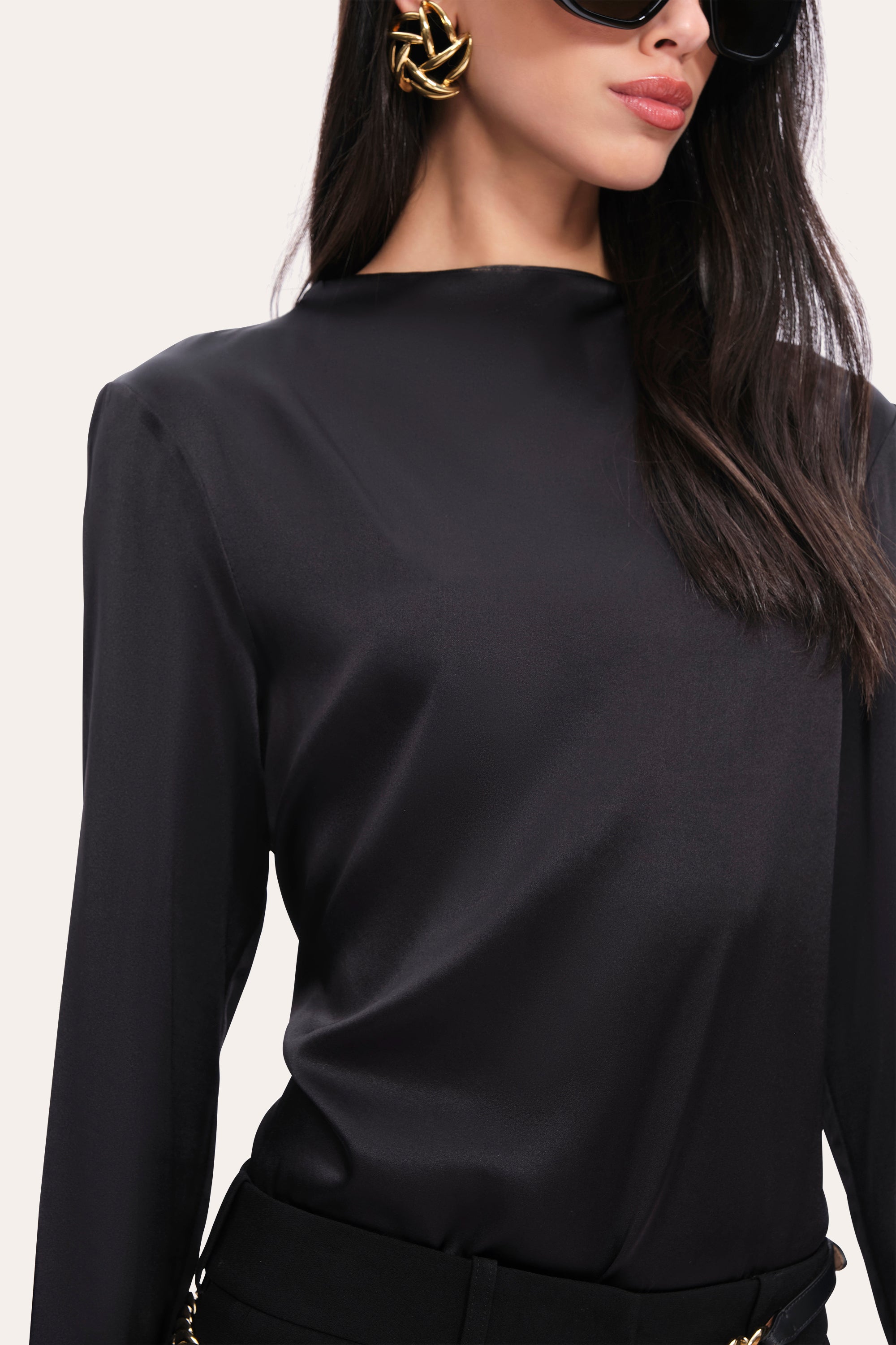 Silk Draped Top | Elie Tahari BLACK