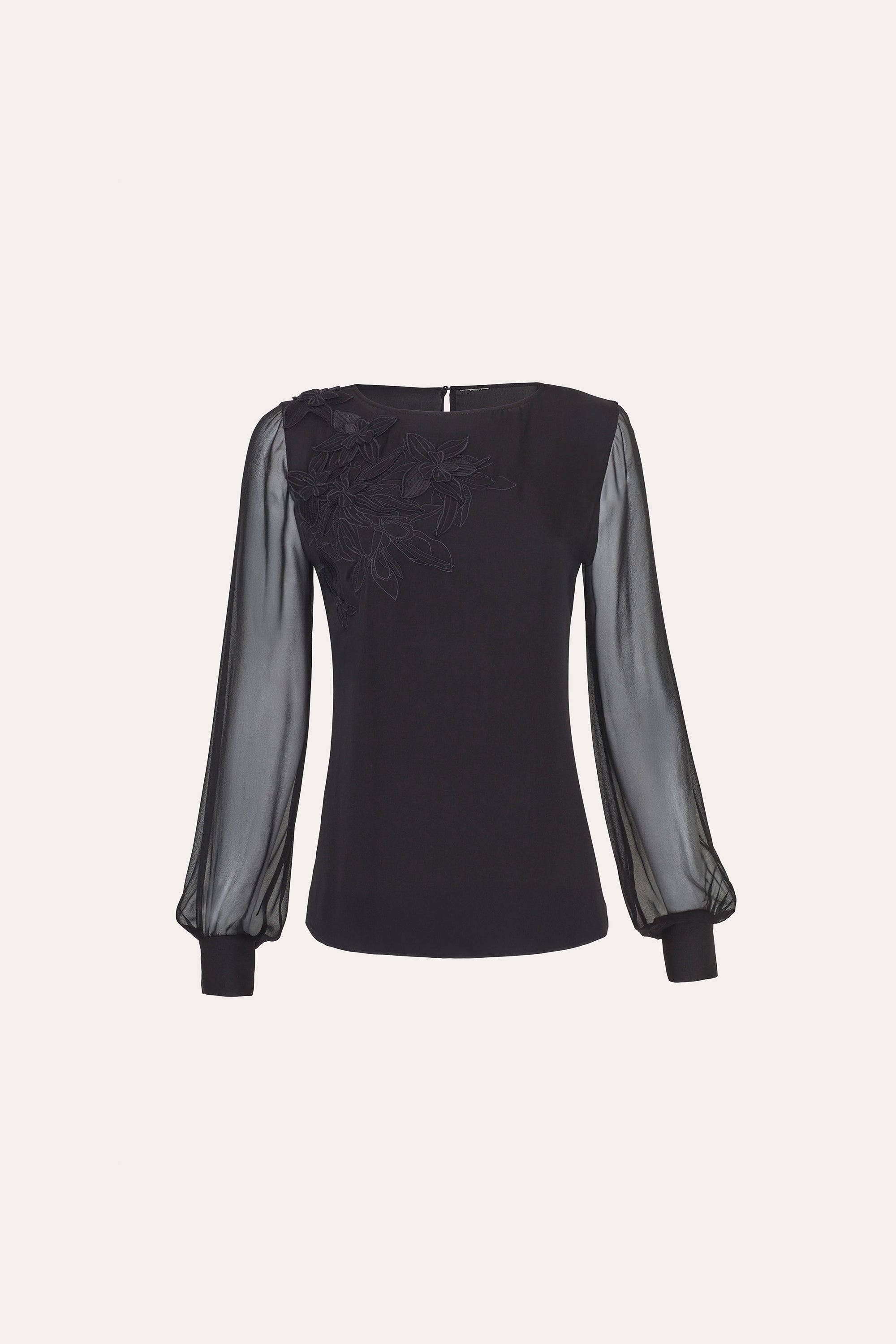 Applique Silk Shirt | Elie Tahari BLACK