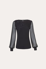 Applique Silk Shirt | Elie Tahari BLACK