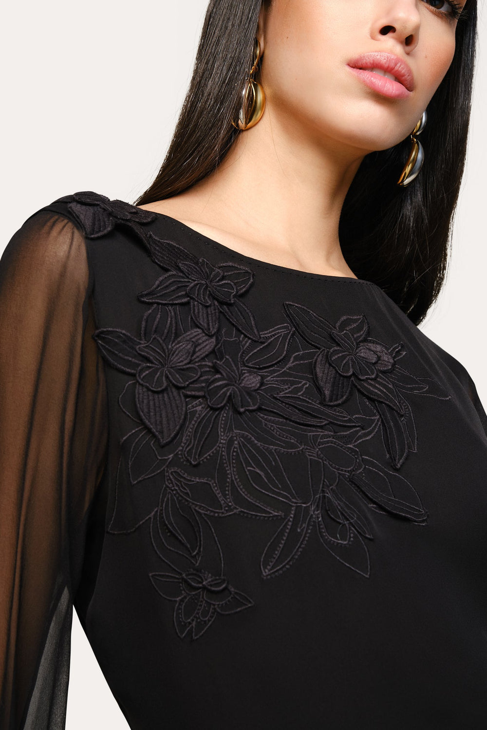 Applique Silk Shirt | Elie Tahari BLACK
