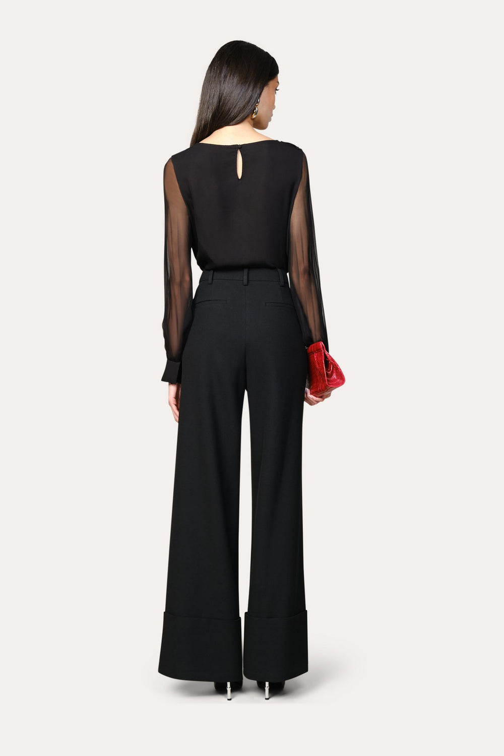Applique Silk Shirt | Elie Tahari BLACK