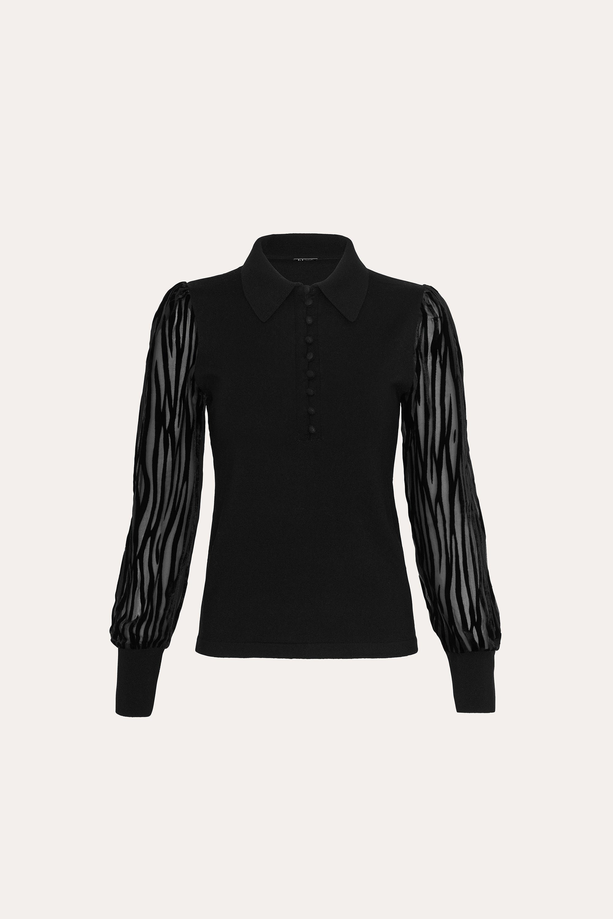 Burnout Polo Sweater | Elie Tahari BLACK