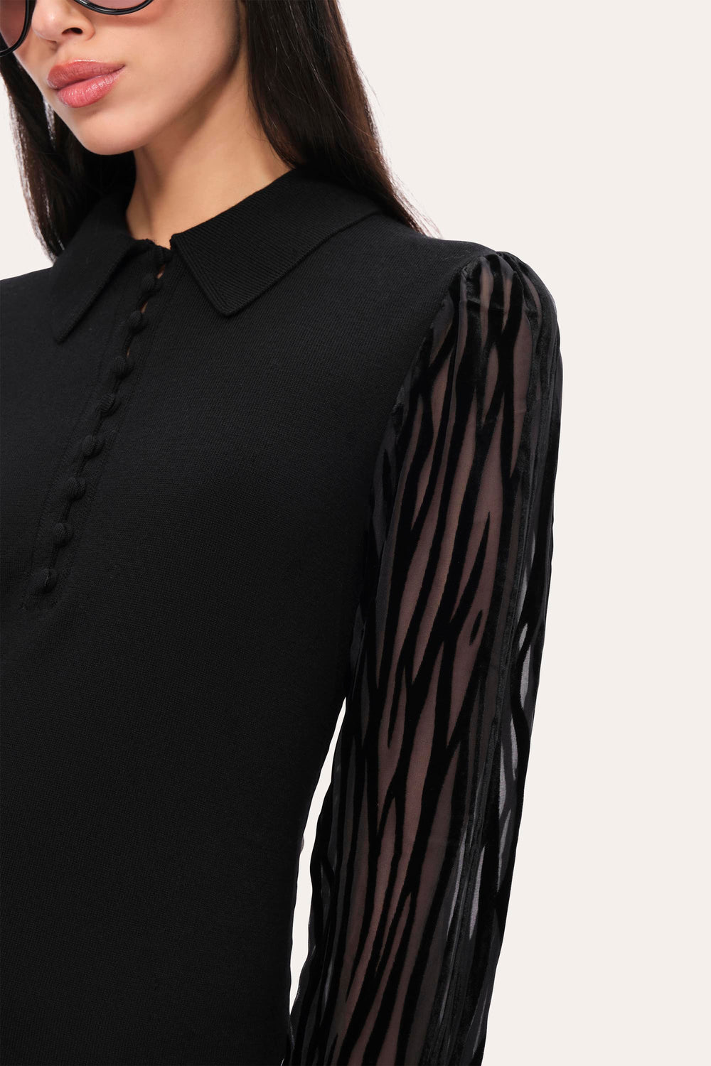 Burnout Polo Sweater | Elie Tahari BLACK