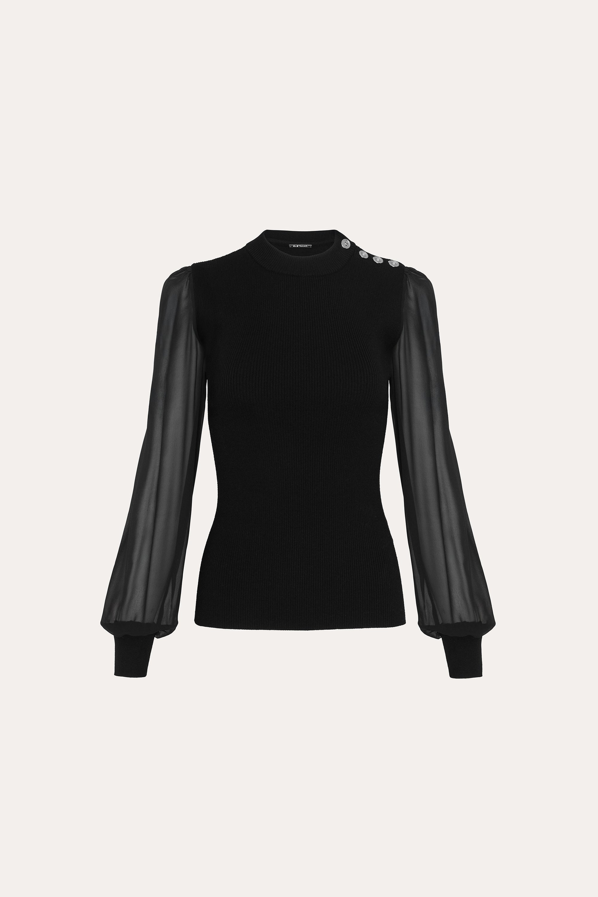 Chiffon Sleeve Knit | Elie Tahari BLACK