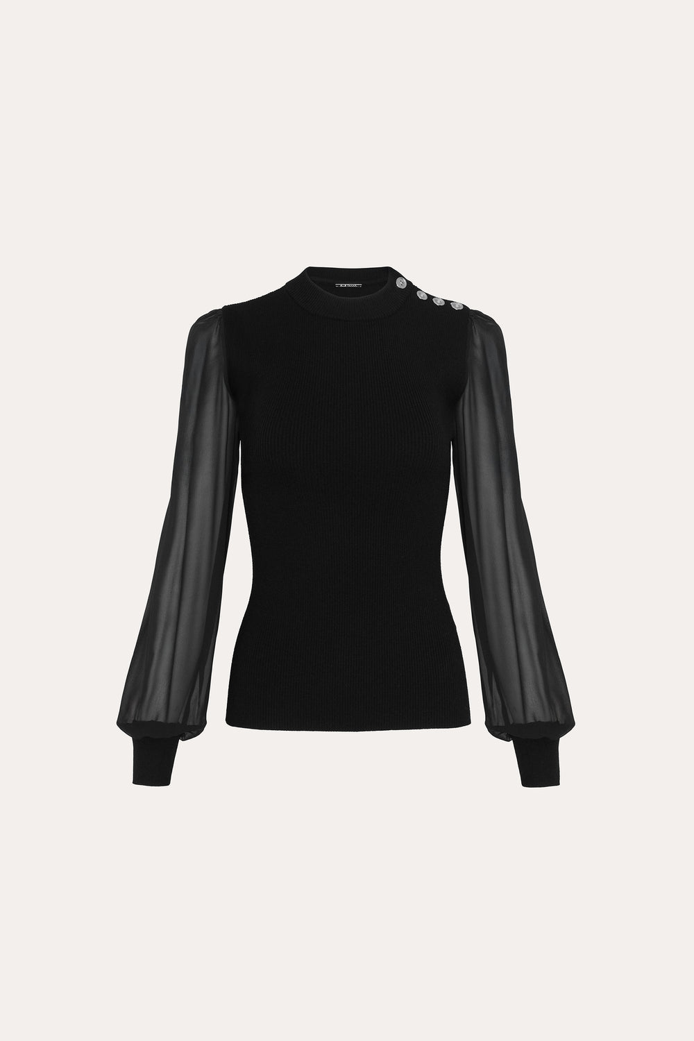 Chiffon Sleeve Knit | Elie Tahari BLACK