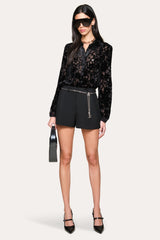 Silk Devoré Blouse | Elie Tahari BLACK