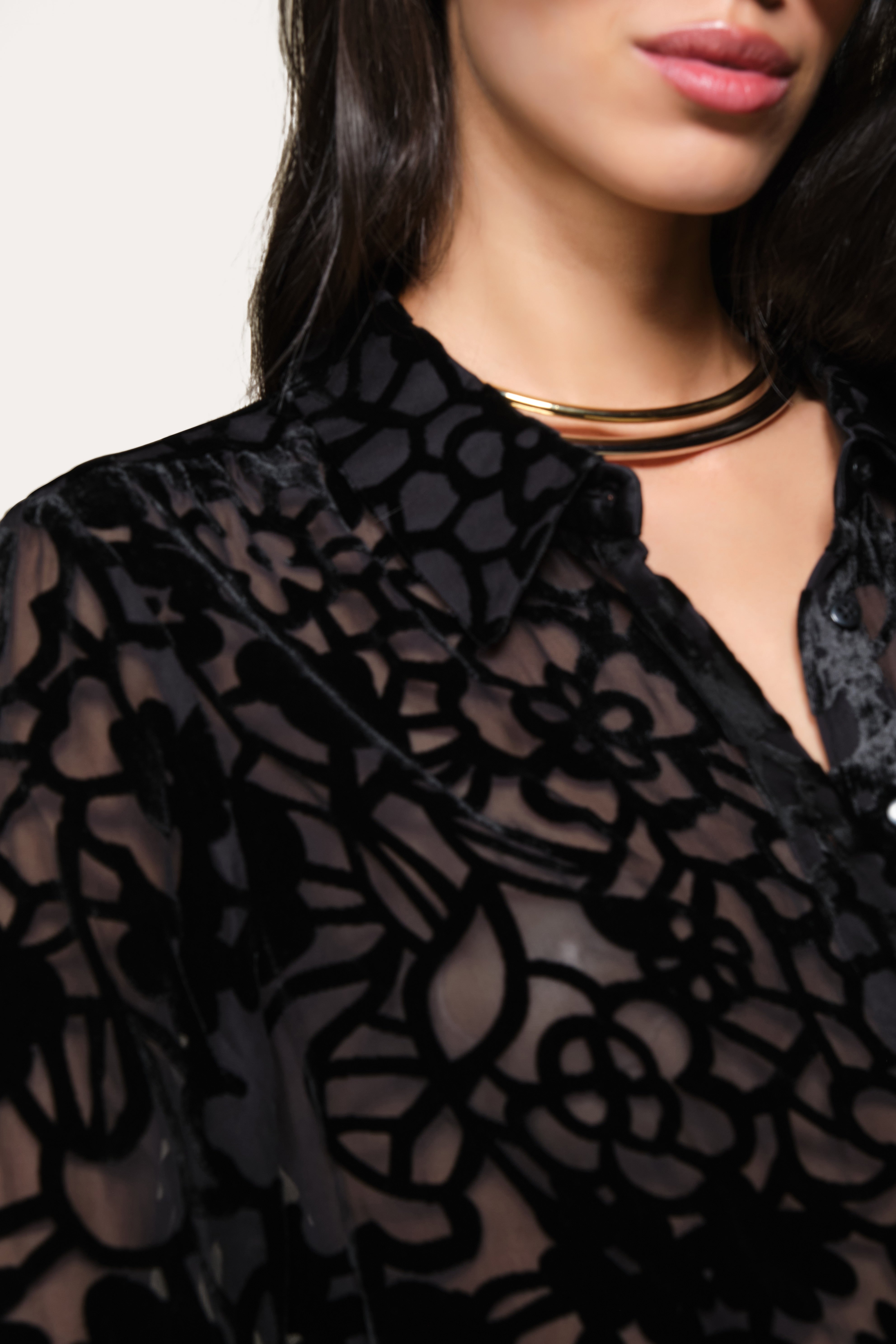 Silk Devoré Blouse | Elie Tahari BLACK
