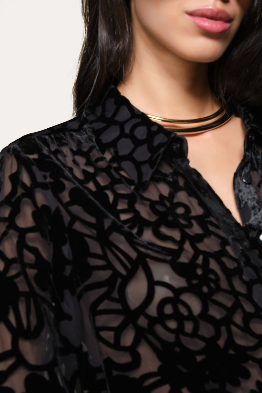 Silk Devoré Blouse | Elie Tahari BLACK