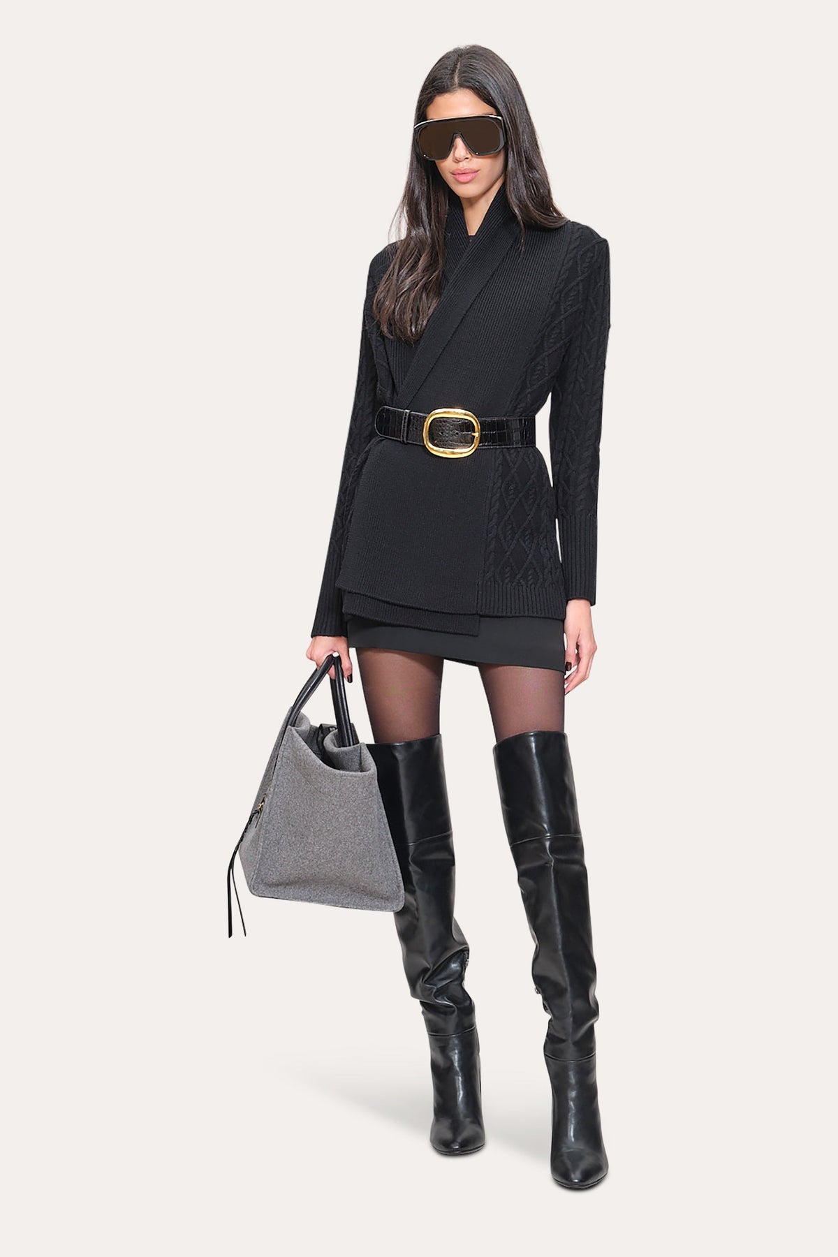 Cable Knit Cardigan | Elie Tahari BLACK