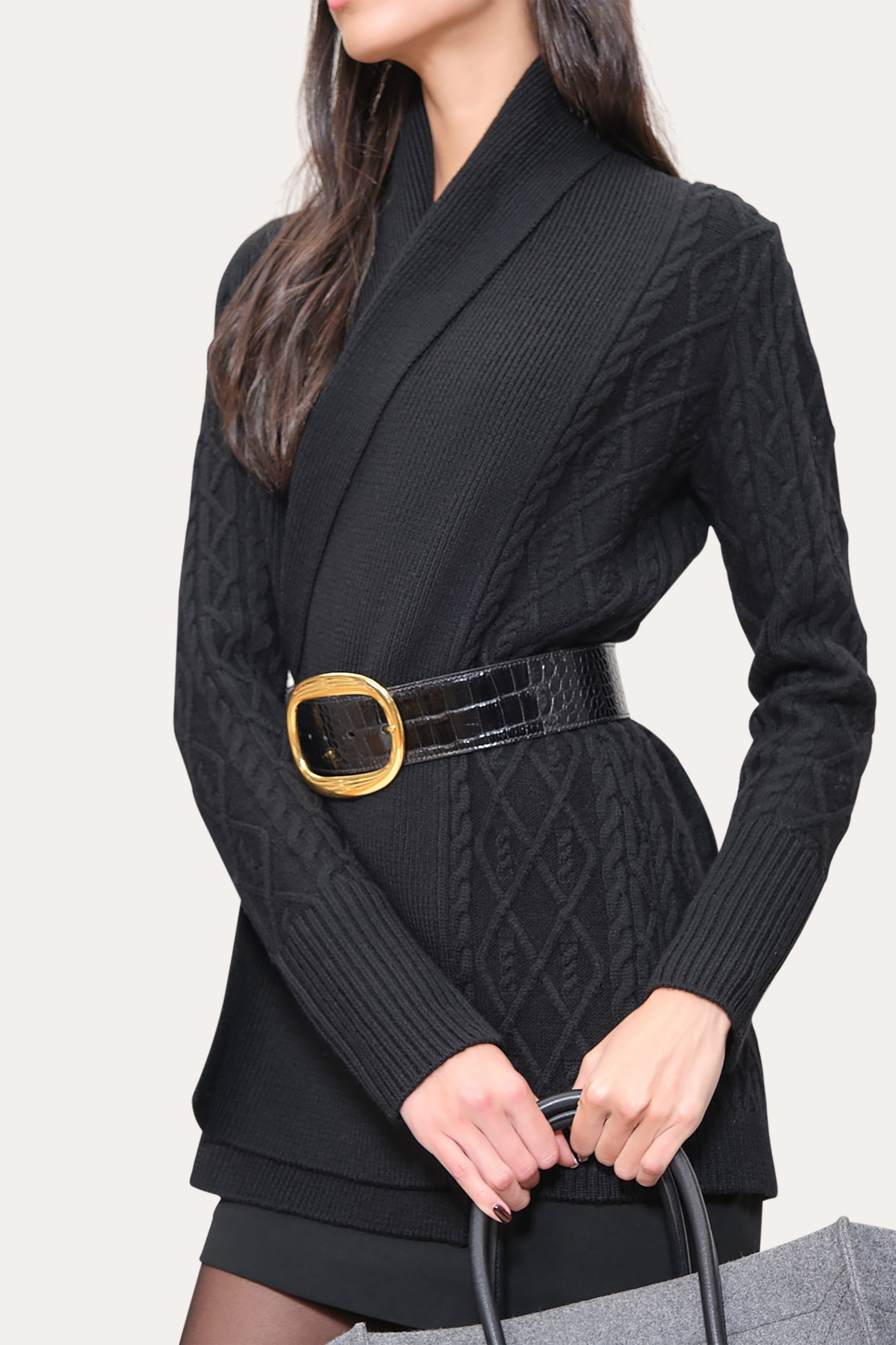Cable Knit Cardigan | Elie Tahari BLACK