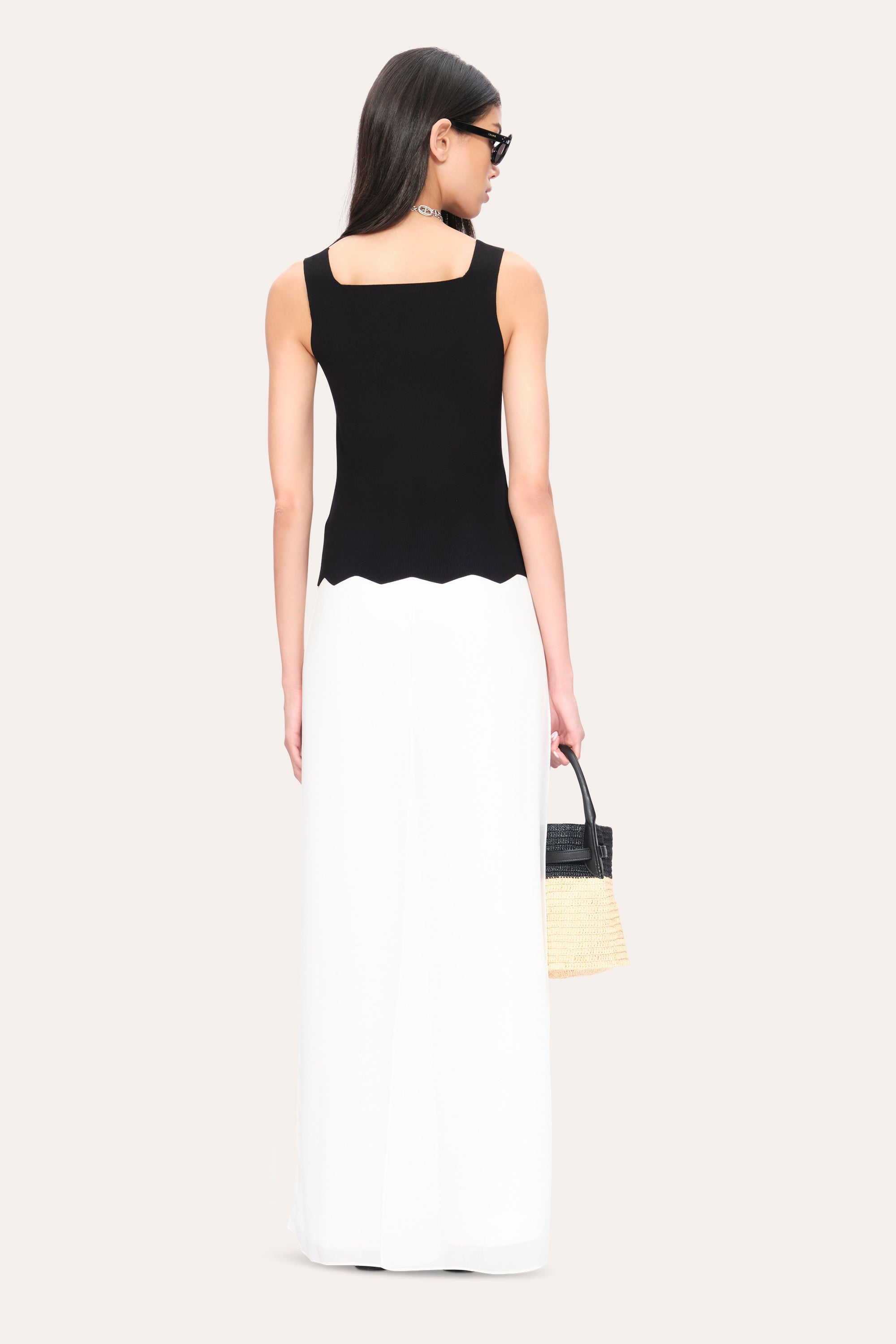Scallop Hem Tank | Elie Tahari BLACK