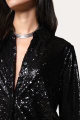 Sequined Button Down | Elie Tahari BLACK