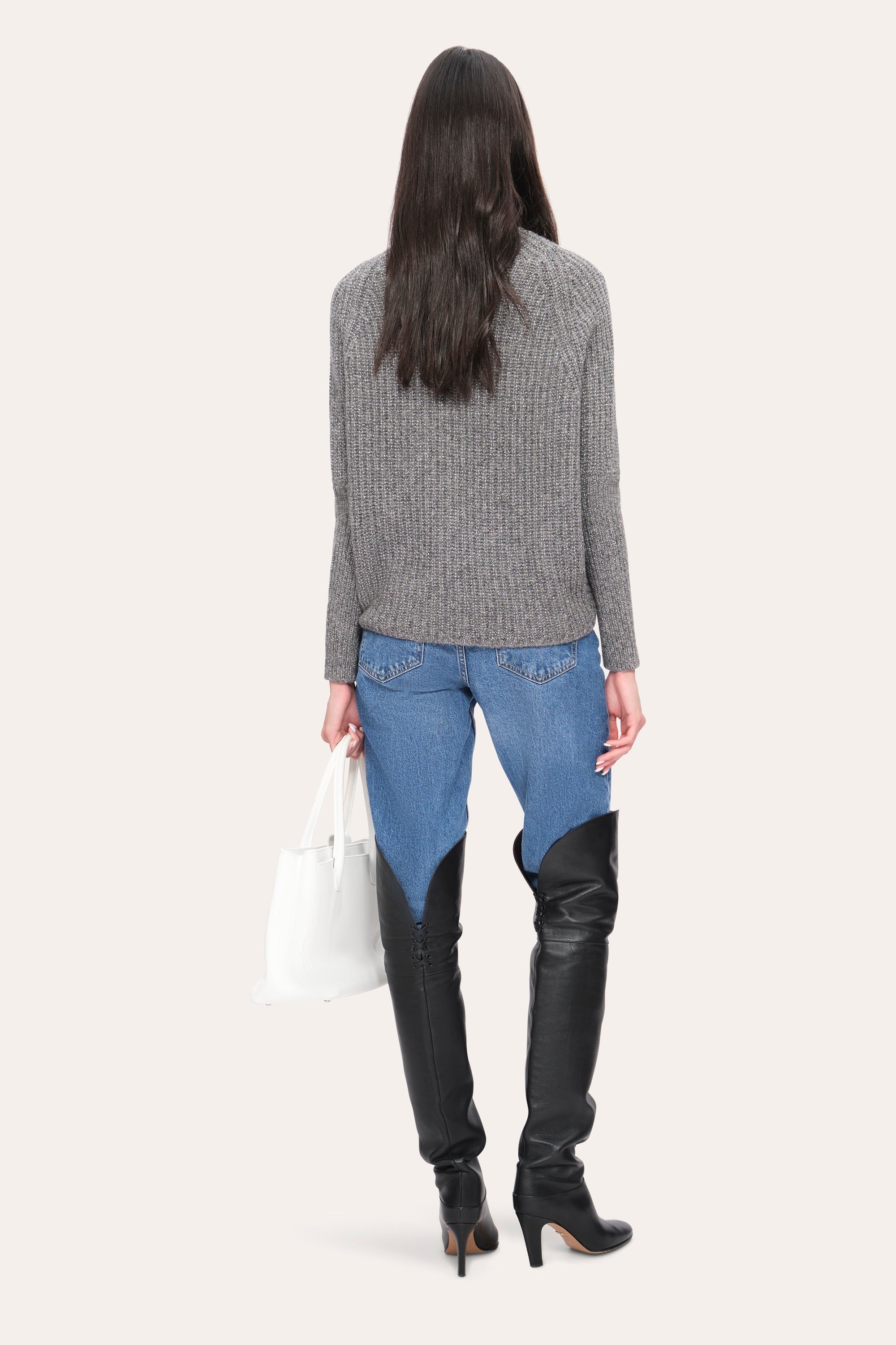 Metallic Sweater | Elie Tahari GREY-SILVER