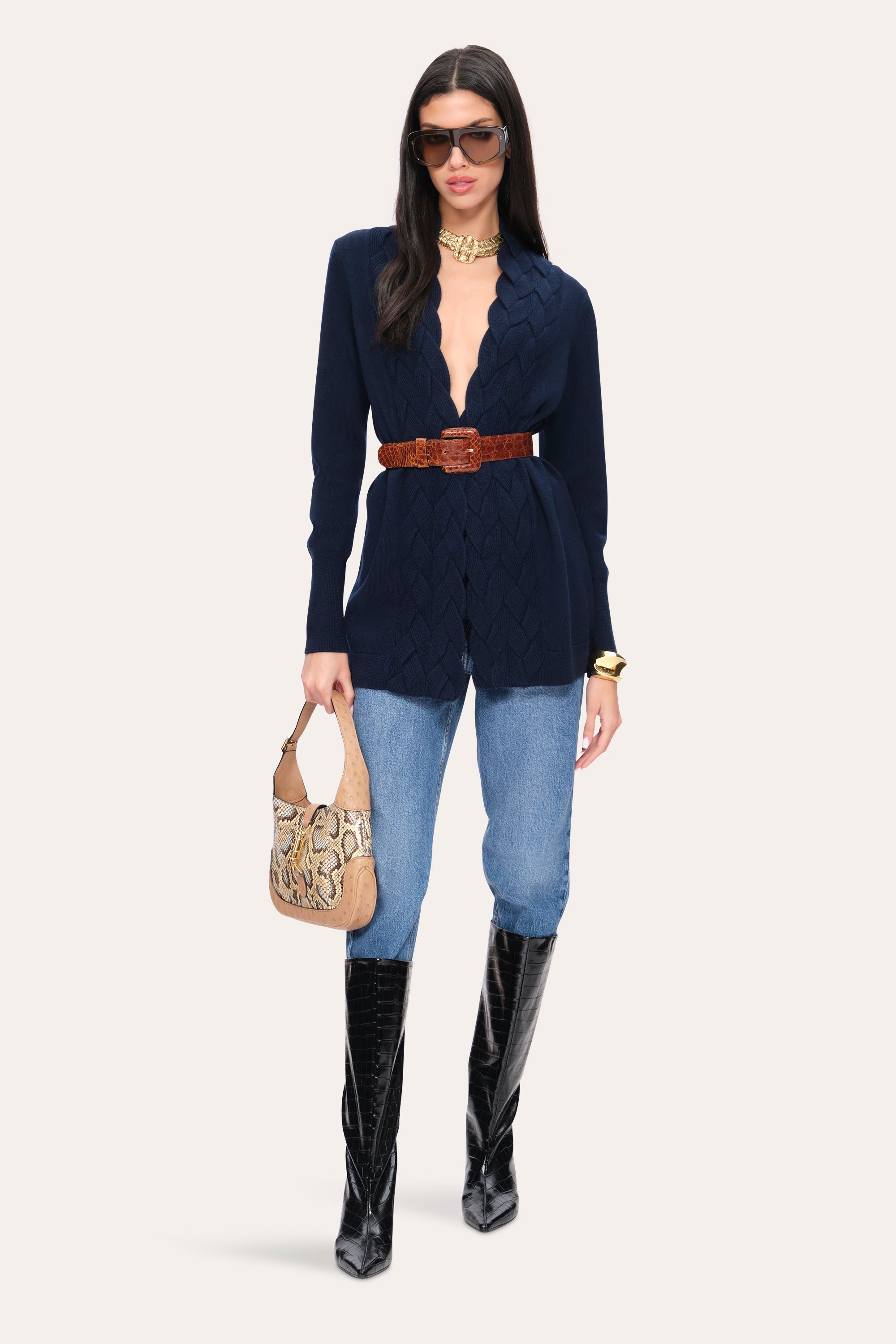 Cable Cardigan | Elie Tahari GALAXY NAVY