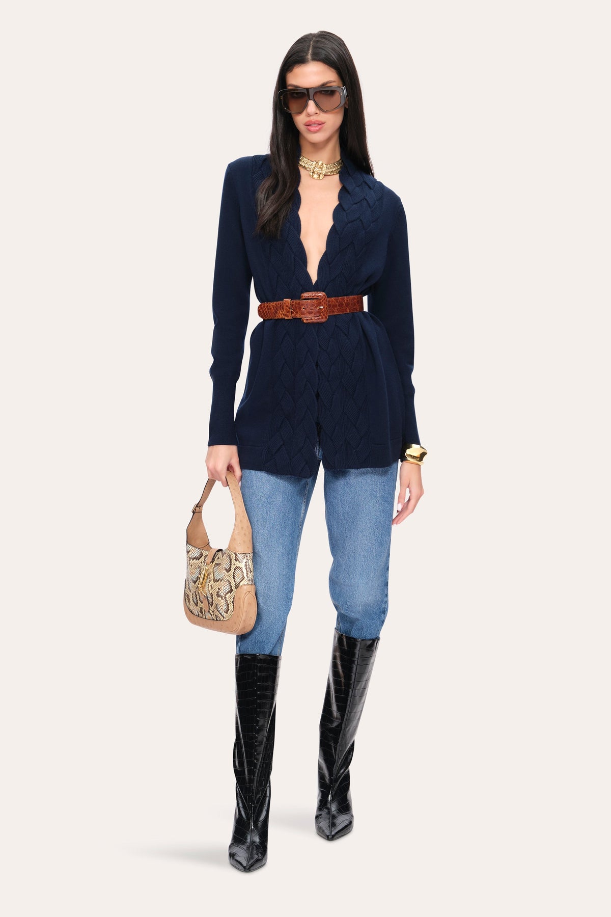 Cable Cardigan | Elie Tahari GALAXY NAVY