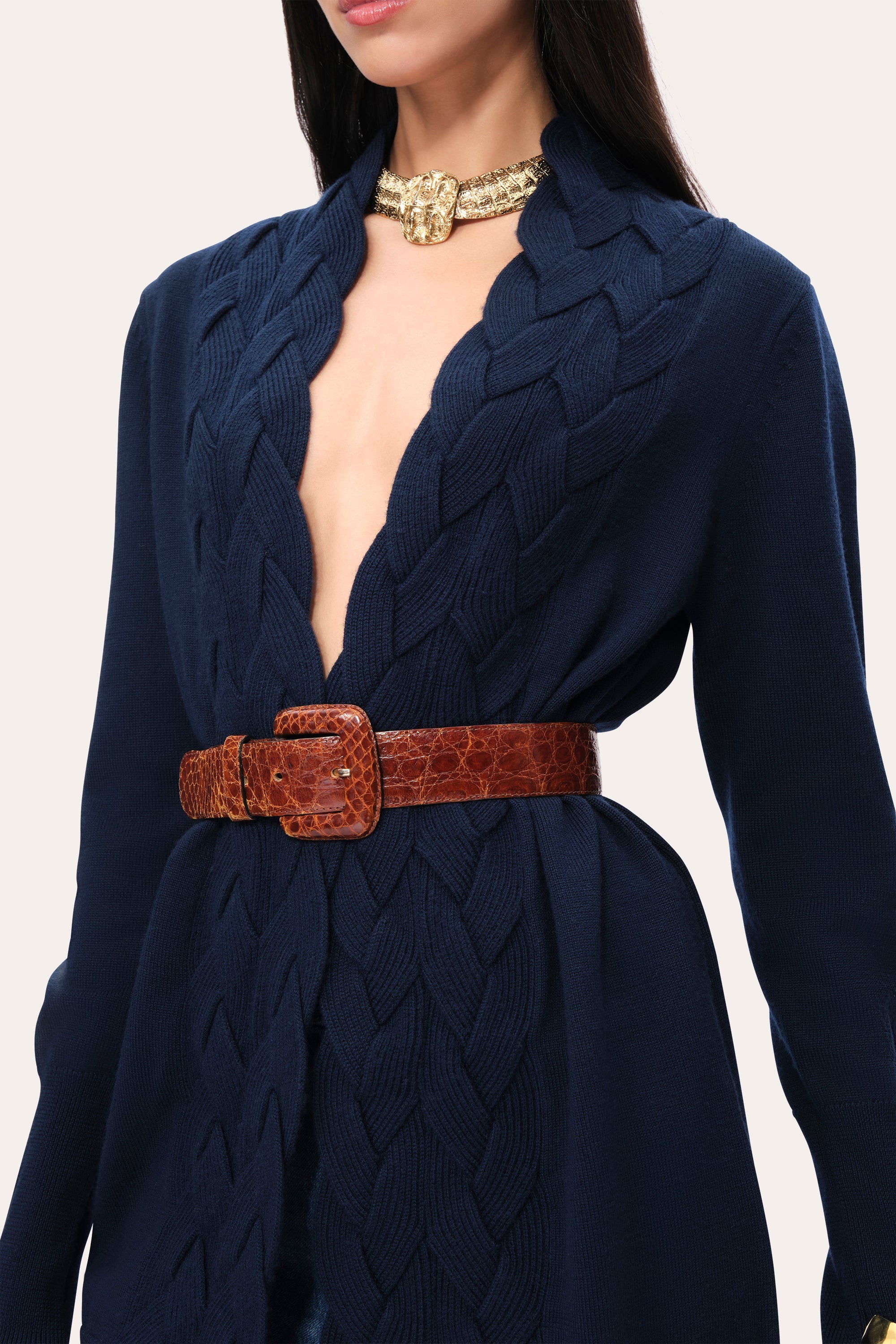 Cable Cardigan | Elie Tahari GALAXY NAVY