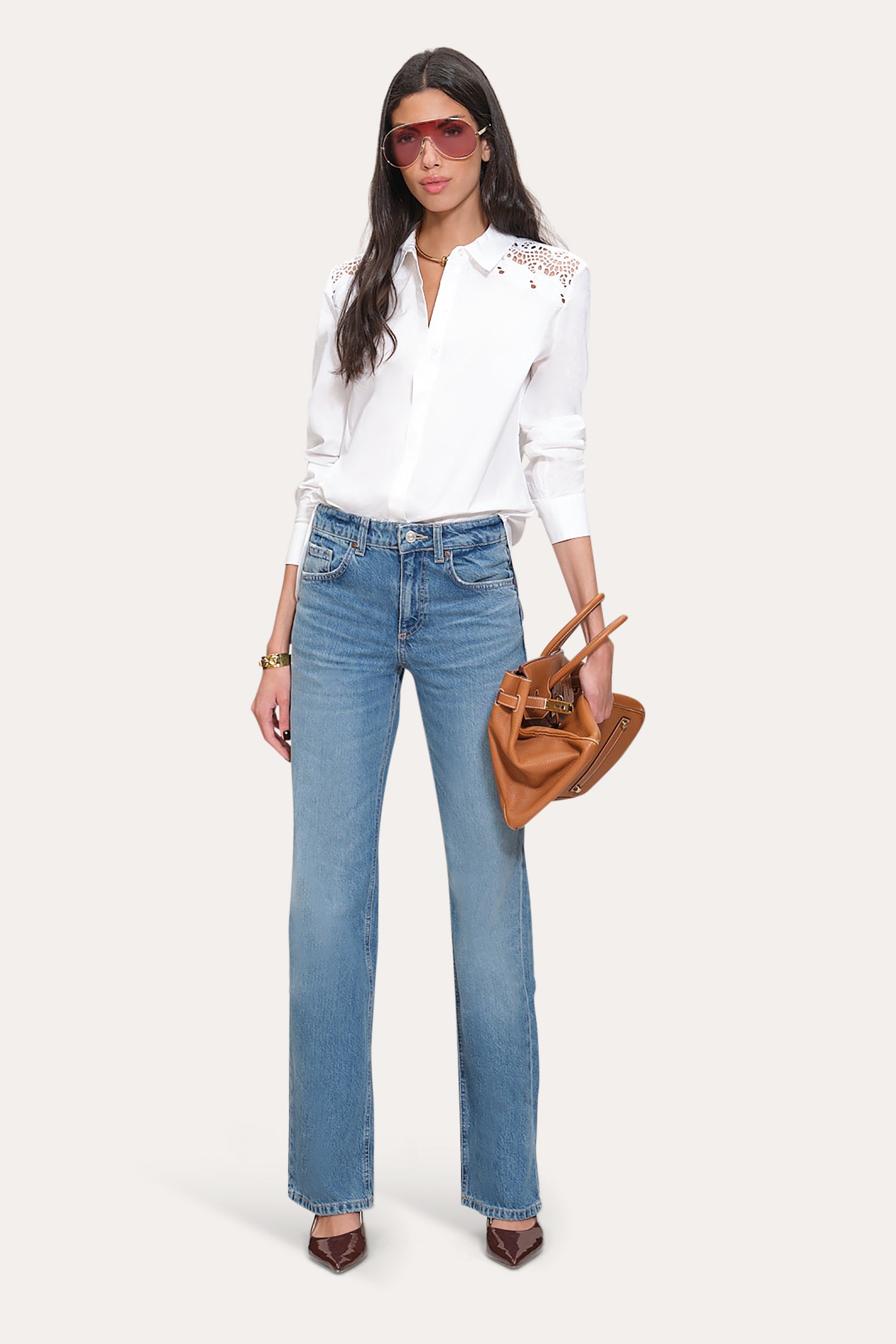 Embroidered Cotton Shirt | Elie Tahari WHITE
