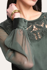Olivia Silk Blouse | Elie Tahari DARK WILLOW