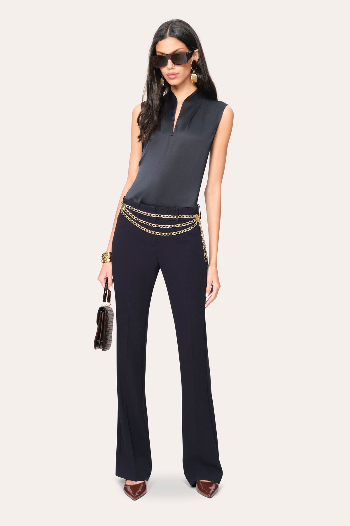 Sleeveless Silk Satin Contour Shirt | Elie Tahari STARGAZER