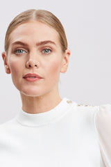 Chiffon Sleeve Knit | Elie Tahari WHITE