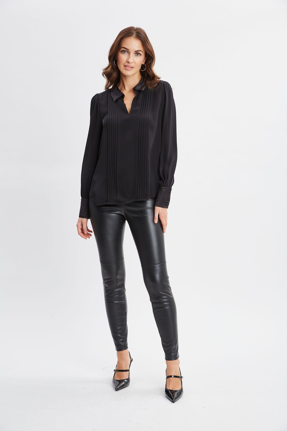 Silk Pintuck Shirt | Elie Tahari BLACK