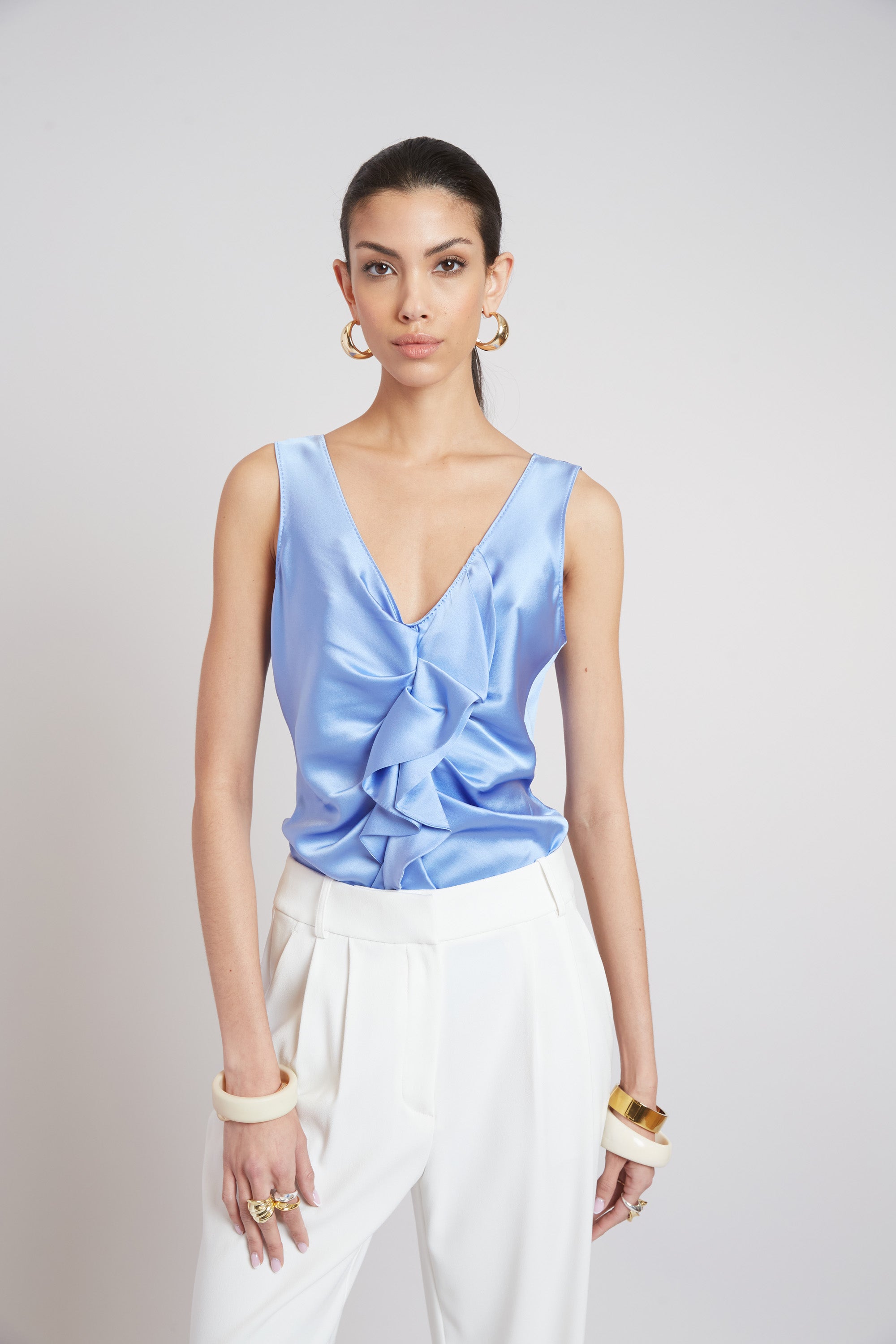 Silk Cascade Top | Elie Tahari HORIZON BLUE