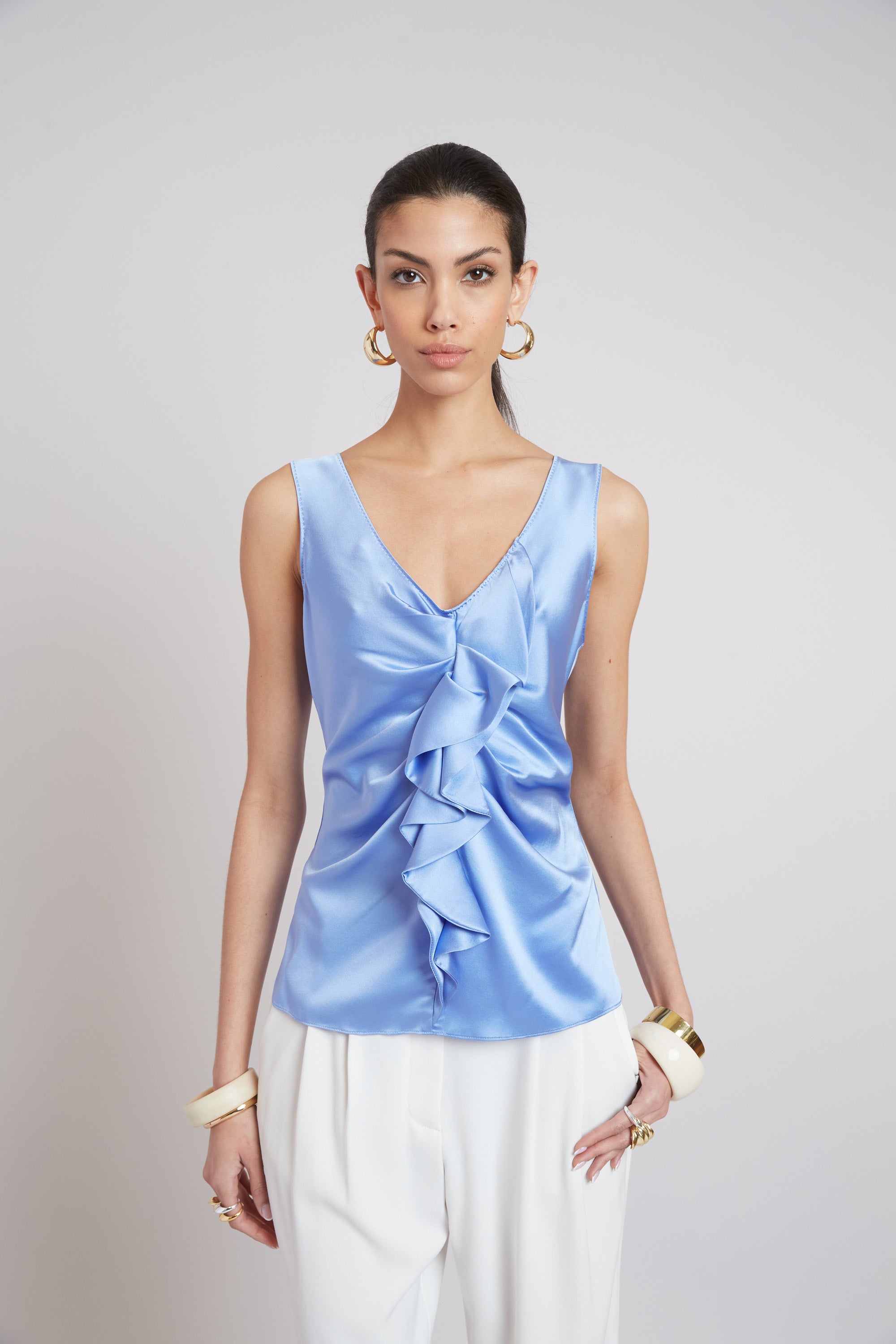 Silk Cascade Top | Elie Tahari HORIZON BLUE