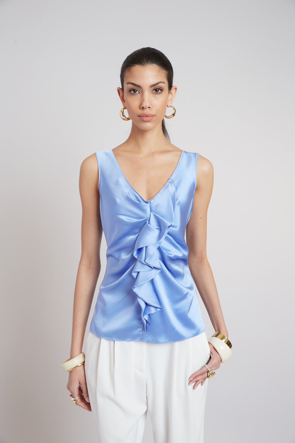 Silk Cascade Top | Elie Tahari HORIZON BLUE