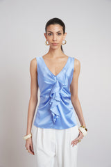Silk Cascade Top | Elie Tahari HORIZON BLUE