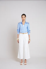 Embroidered Cotton Shirt | Elie Tahari HORIZON BLUE