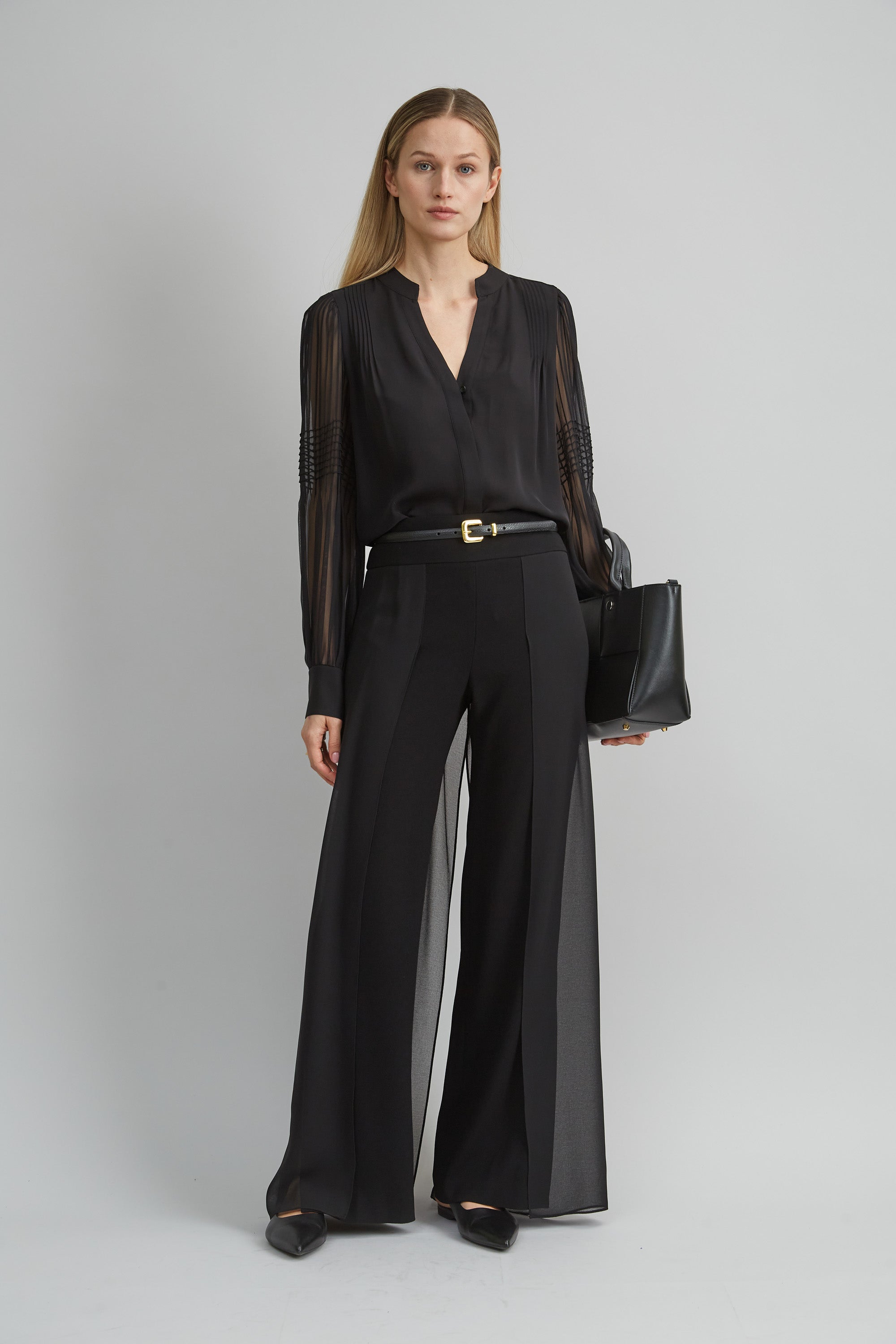 Chiffon Button Down Shirt | Elie Tahari BLACK