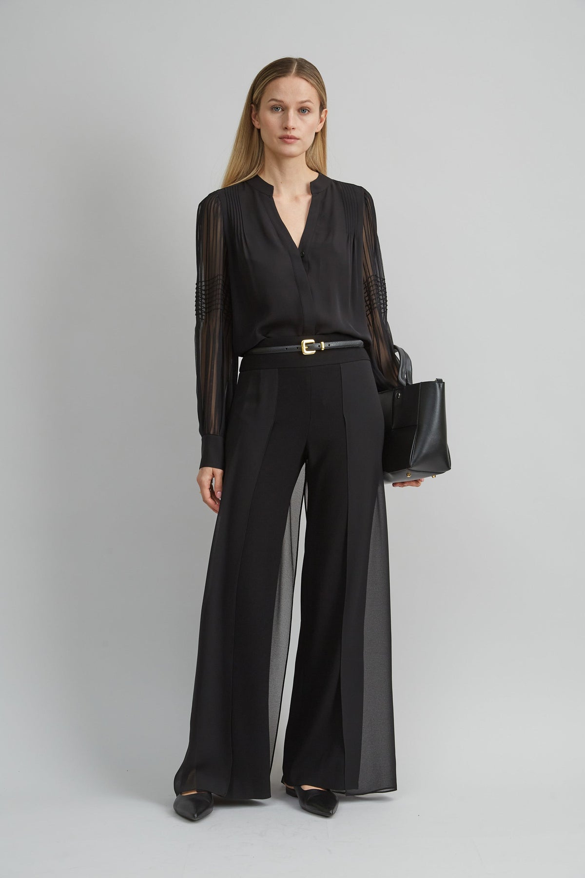 Chiffon Button Down Shirt | Elie Tahari BLACK
