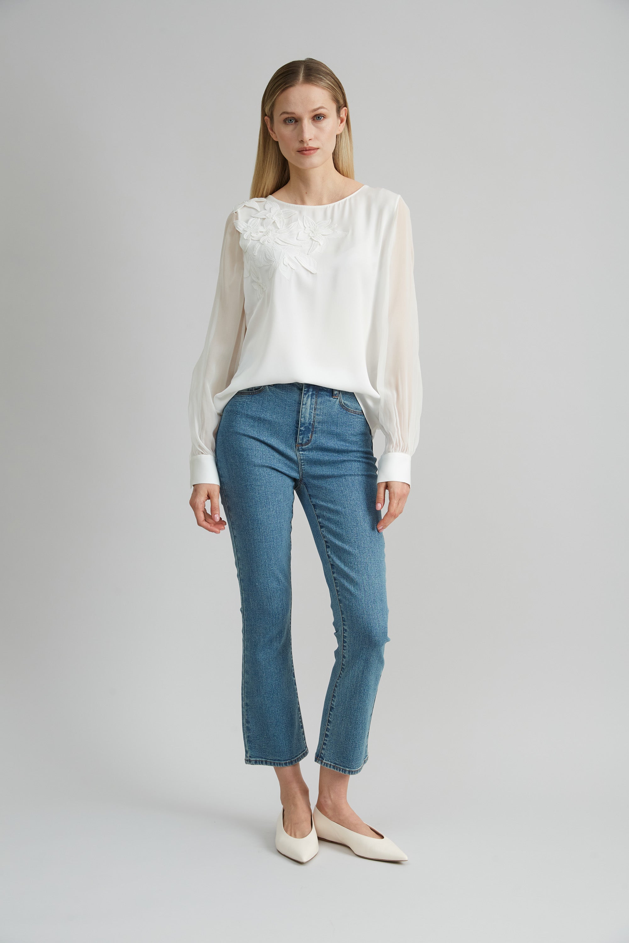 Applique Silk Shirt | Elie Tahari FRESH PEARL