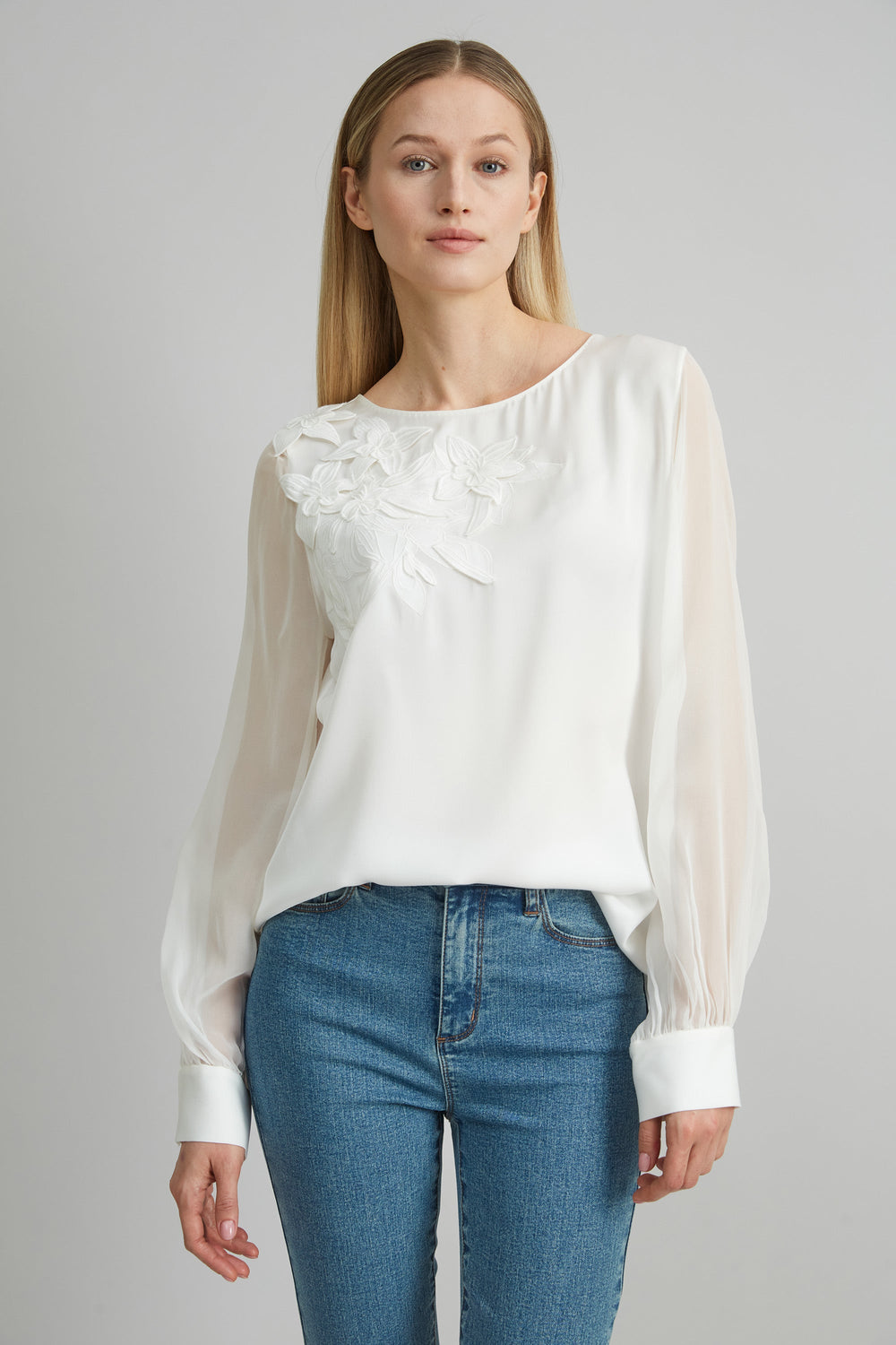 Applique Silk Shirt | Elie Tahari FRESH PEARL