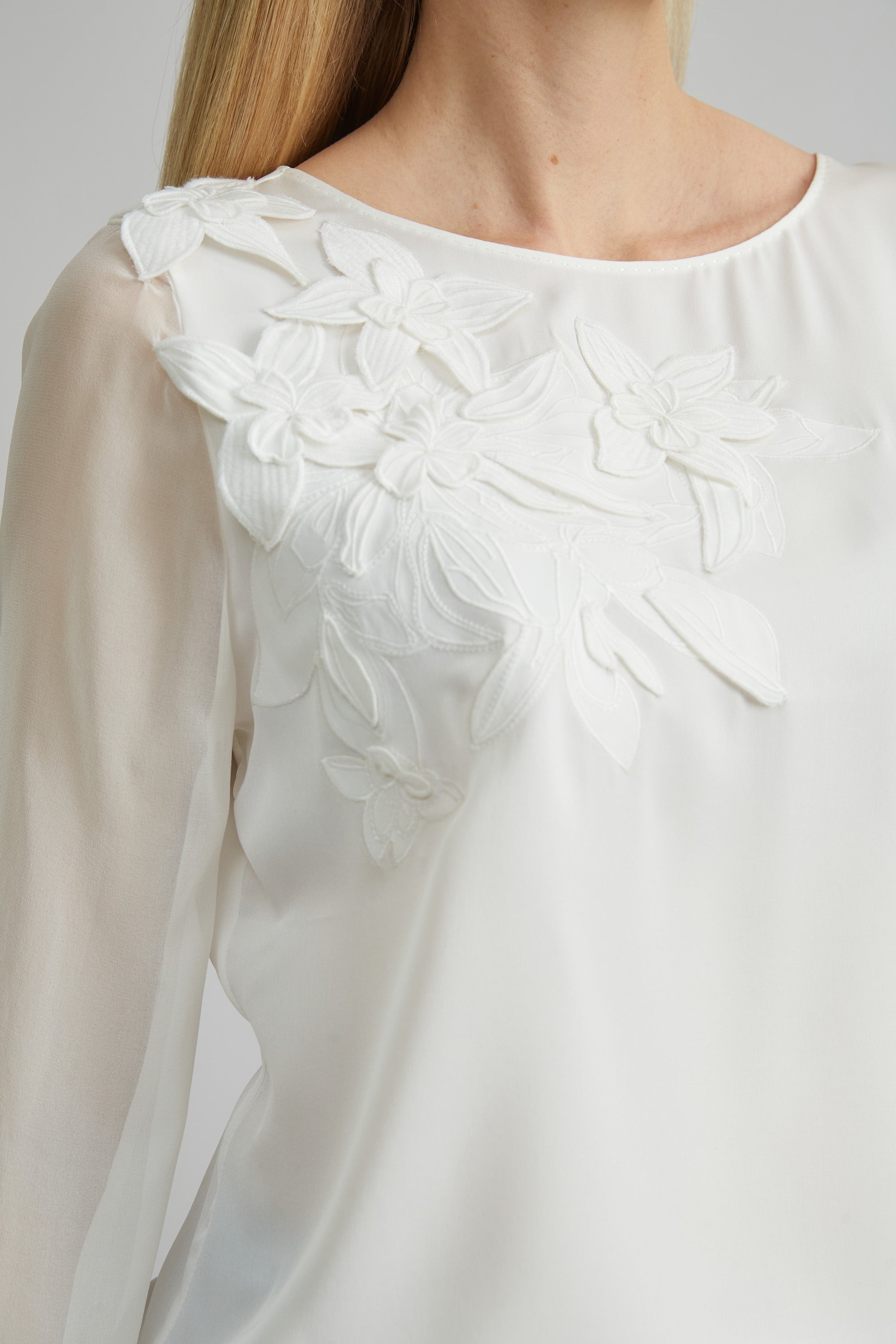 Applique Silk Shirt | Elie Tahari FRESH PEARL