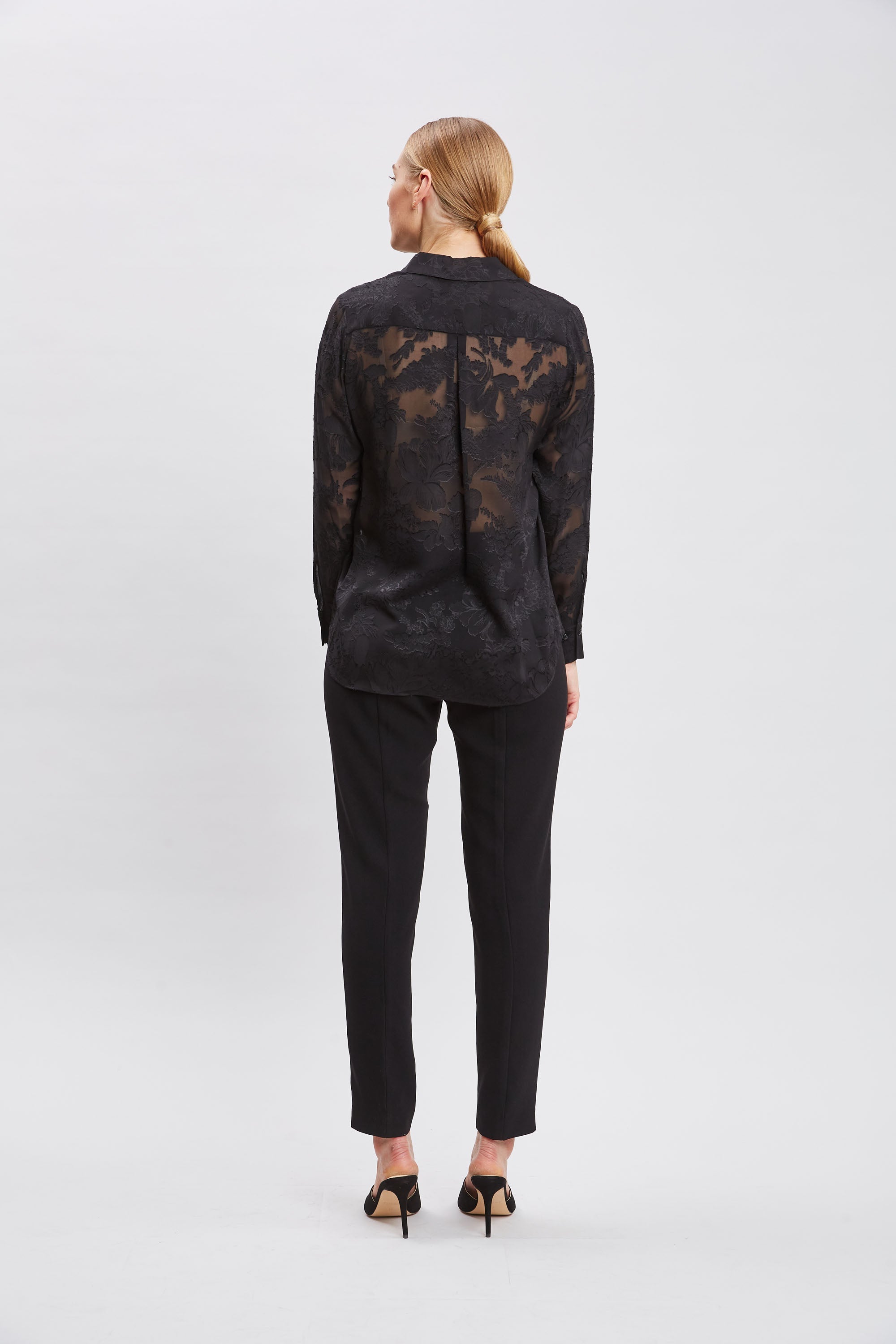 Silk Jacquard Utility Shirt | Elie Tahari BLACK