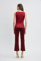 Silk Satin Sleeveless Ruffle Top | Elie Tahari SANGRIA