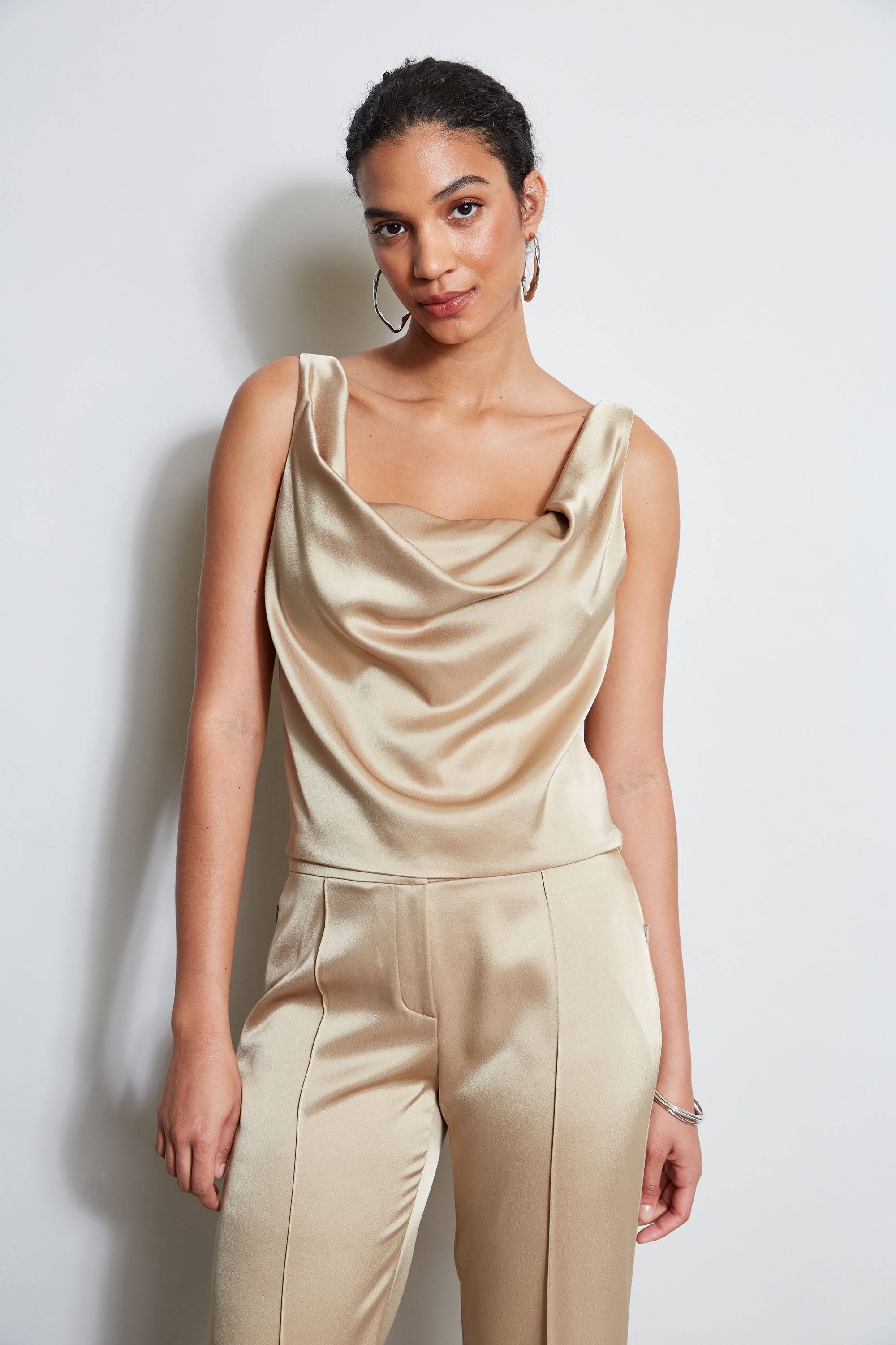 Satin Cowl Cami | Elie Tahari SANDCASTLE