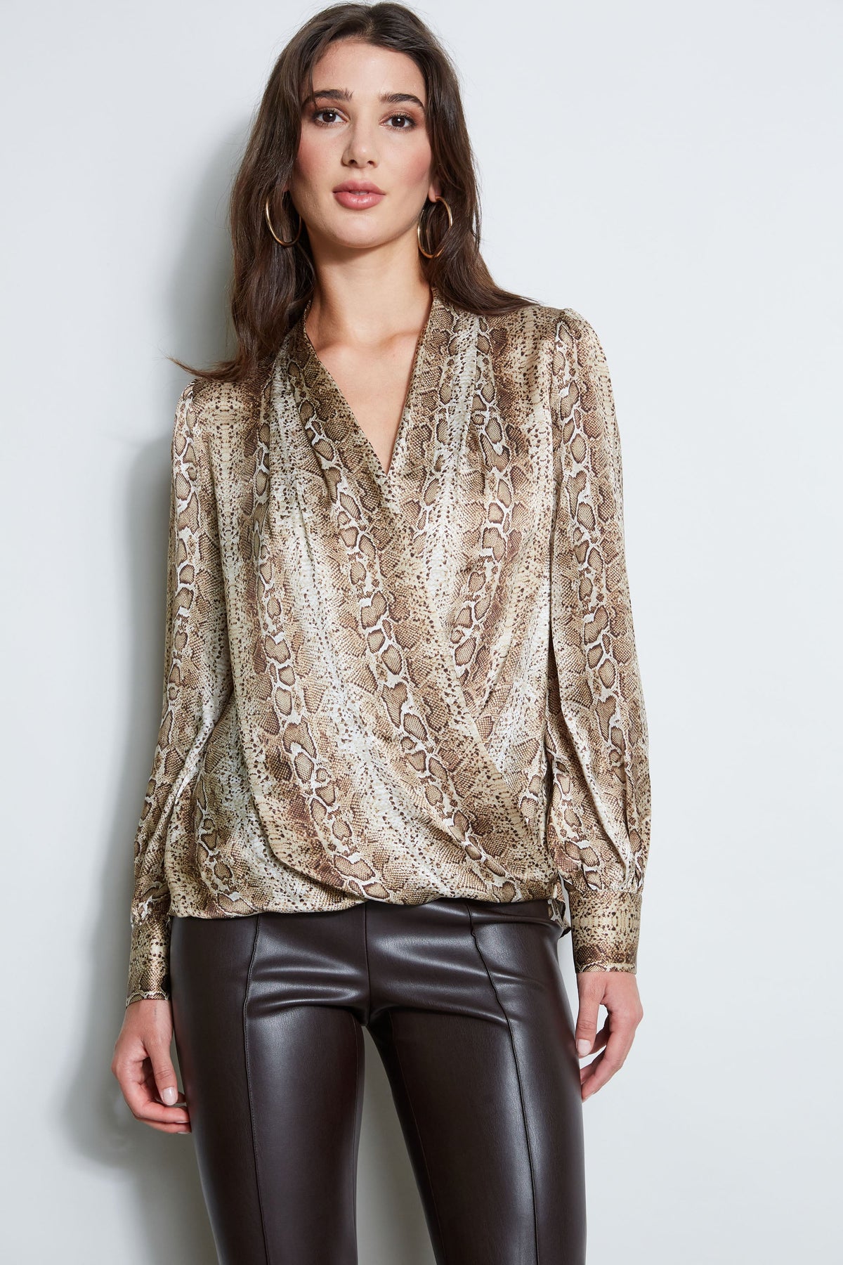 Silk Satin Python Draped Shirt | Elie Tahari MULTI