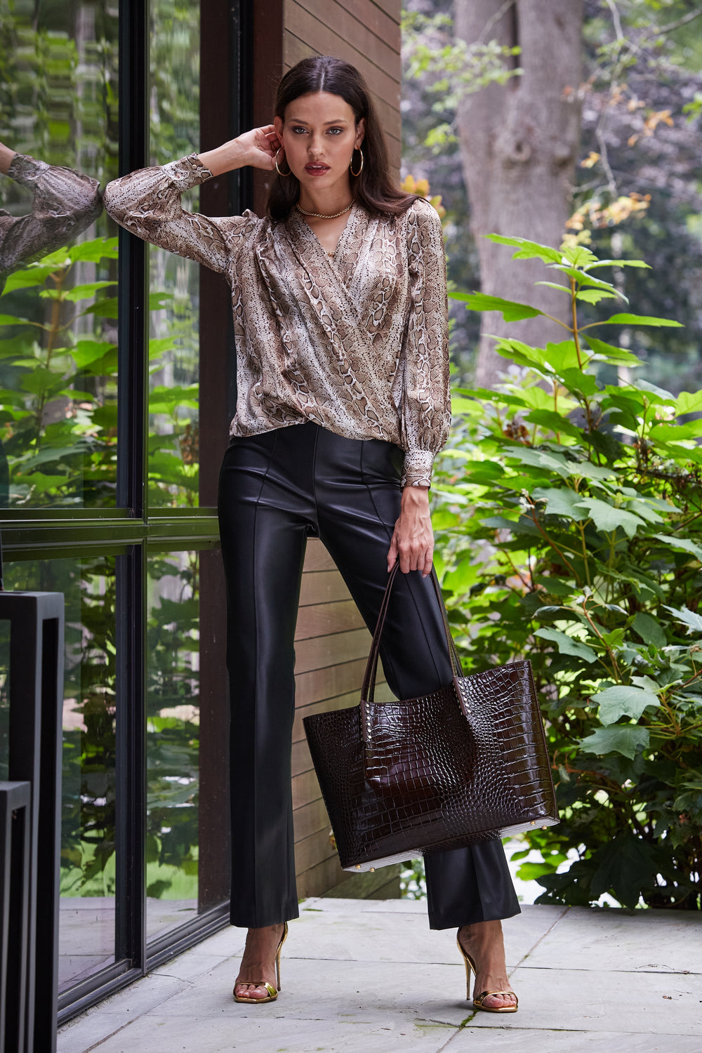 Silk Satin Python Draped Shirt | Elie Tahari MULTI