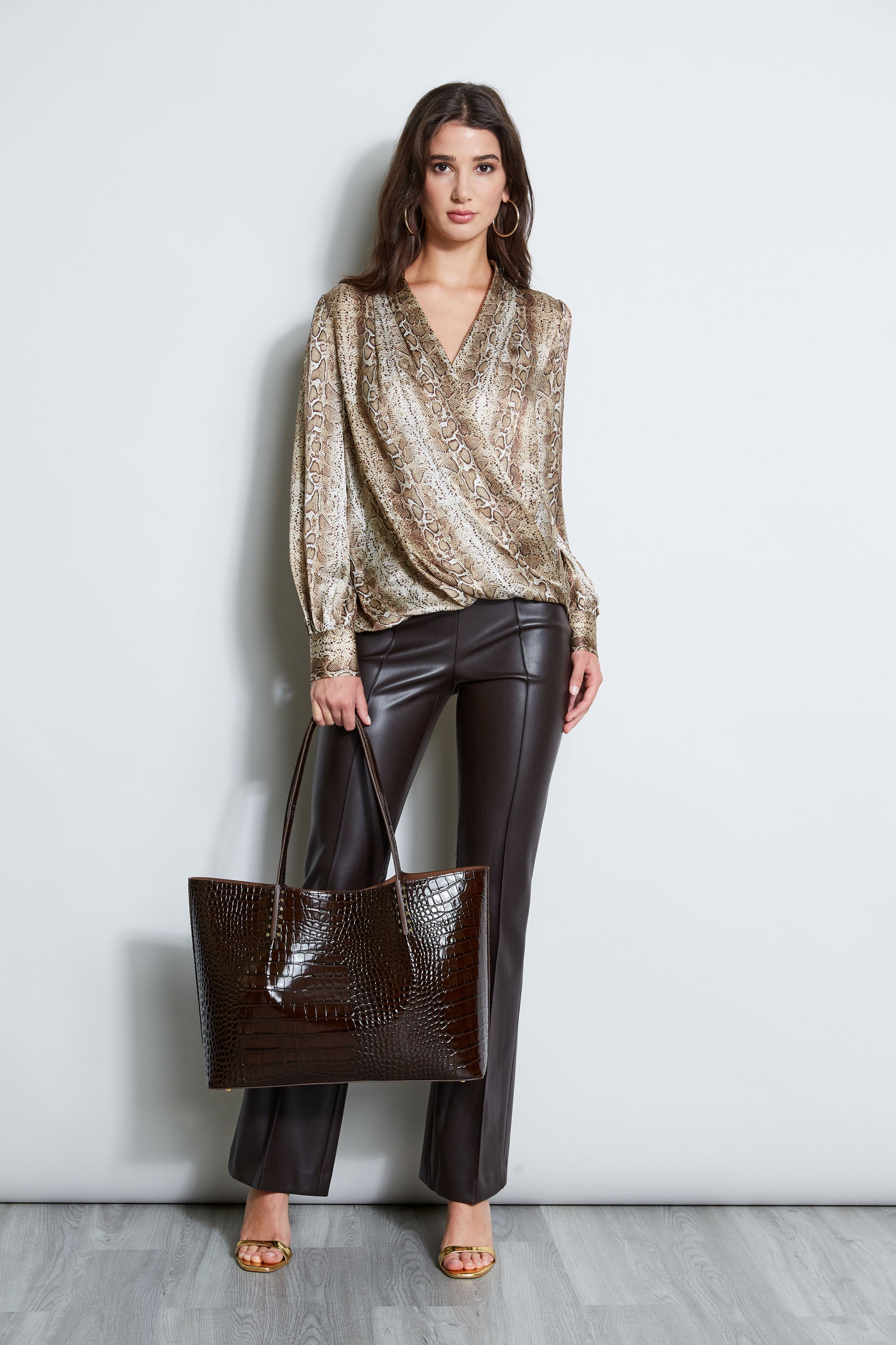 Silk Satin Python Draped Shirt | Elie Tahari MULTI