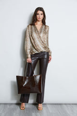 Silk Satin Python Draped Shirt | Elie Tahari MULTI