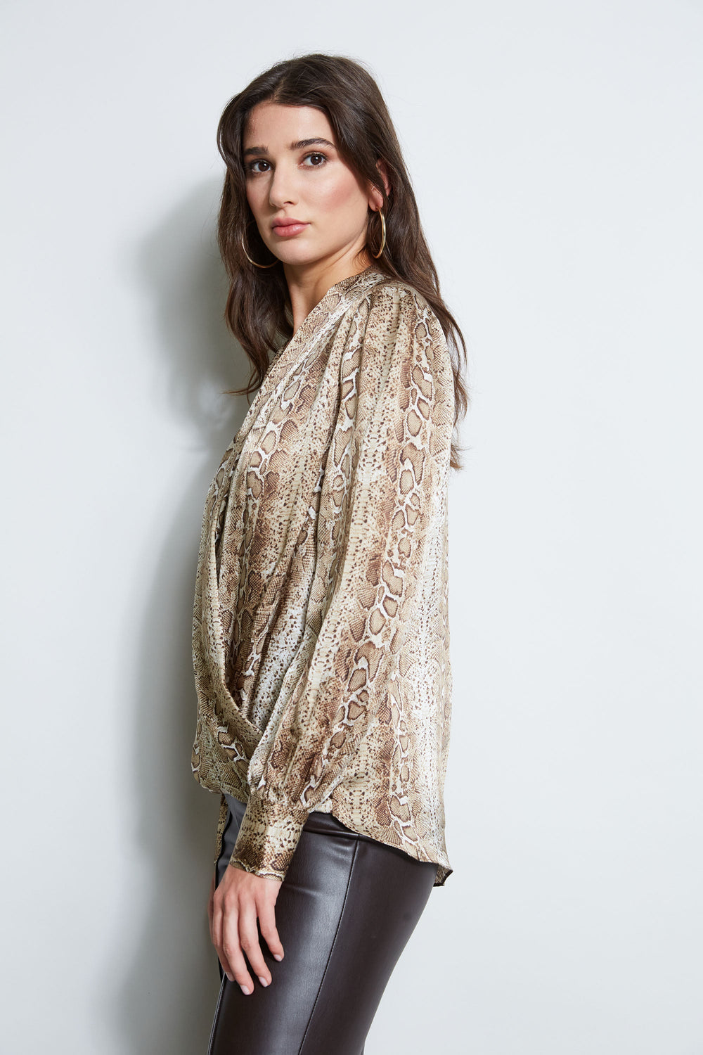 Silk Satin Python Draped Shirt | Elie Tahari MULTI
