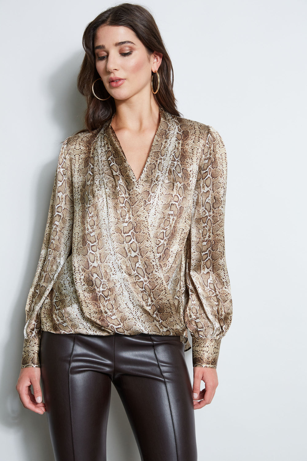 Silk Satin Python Draped Shirt | Elie Tahari MULTI