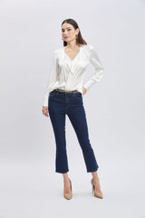 Silk Satin Contour Ruffle Shirt | Elie Tahari FRESH PEARL