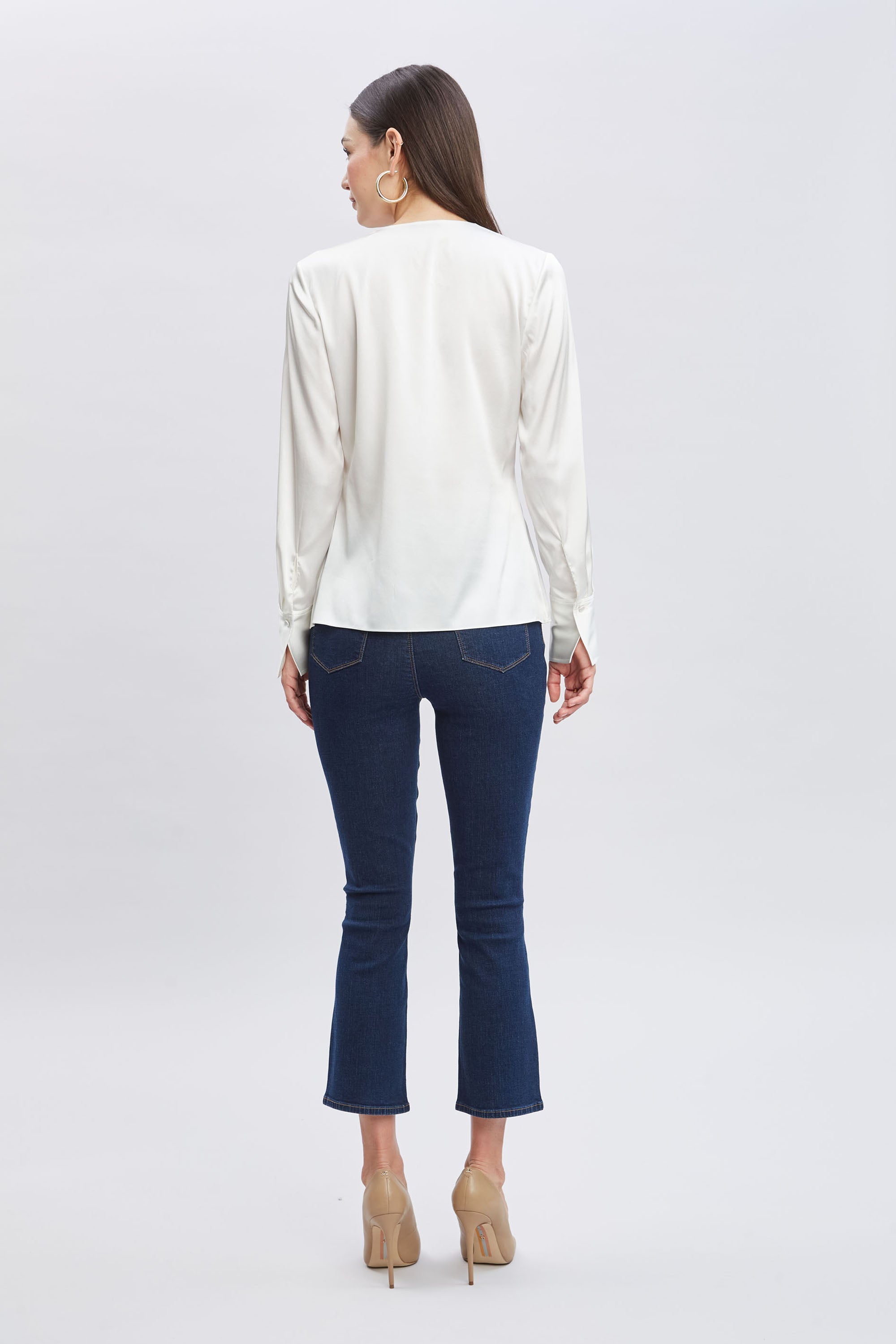 Silk Satin Contour Ruffle Shirt | Elie Tahari FRESH PEARL