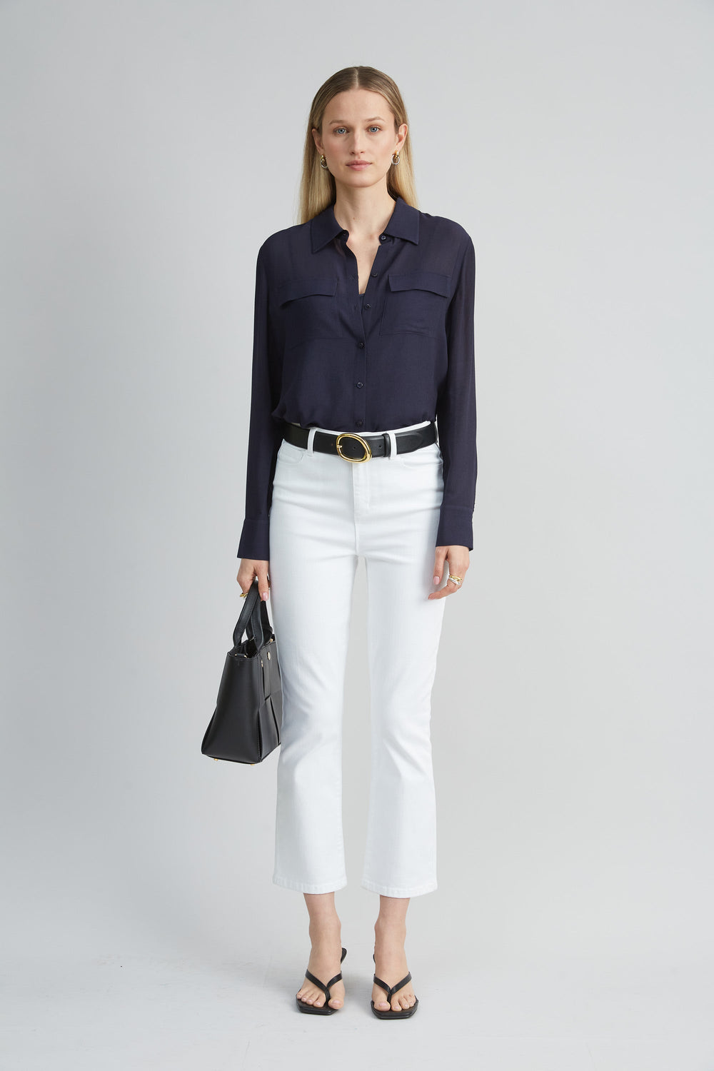 Silk Texture Utility Shirt | Elie Tahari INDIGO