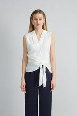 Silk Side Tie Shirt | Elie Tahari FRESH PEARL