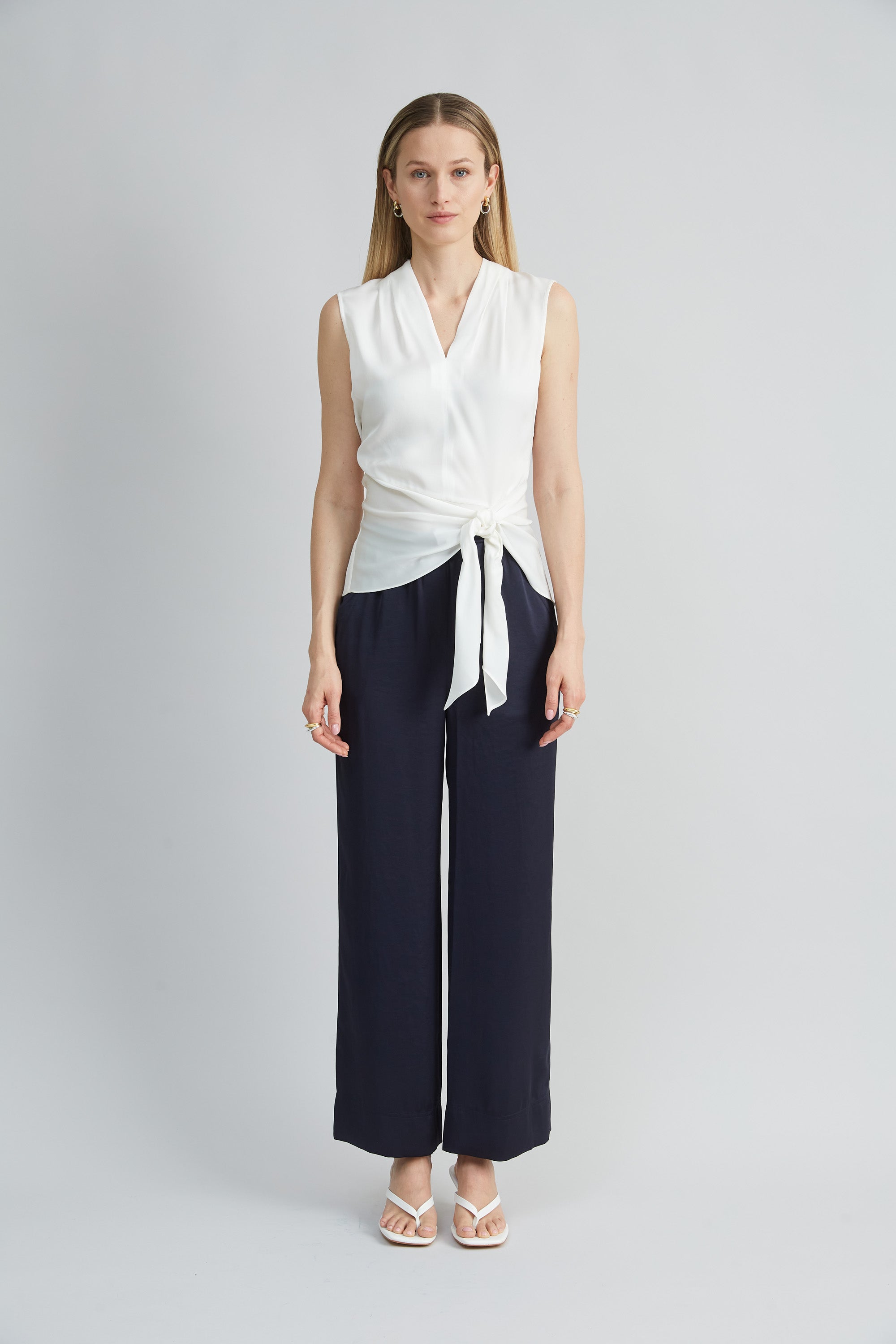 Silk Side Tie Shirt | Elie Tahari FRESH PEARL